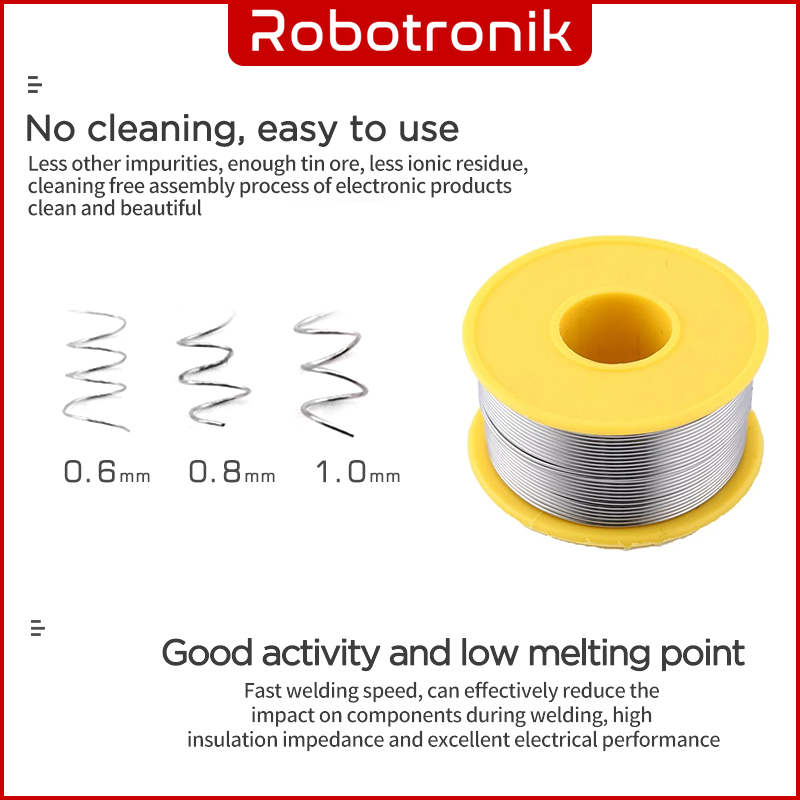 Solder Lead / Solder Wire 0.5mm 0.8mm Timah w/ Tin Flux Alat Peteri Solder Lead / Solder Wire 0.5mm 0.8mm Timah w/ Tin Flux Alat Peteri