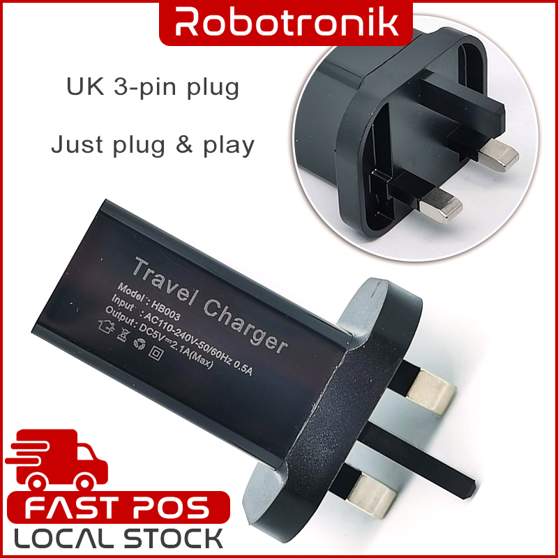 Adapter & Charger (5V 2A) 3-Pin UK Plug w/ USB Output Adapter & Charger (5V 2A) 3-Pin UK Plug w/ USB Output
