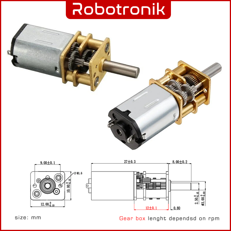 DC Geared Motor GA12 (N20) Tiny 3V 6V 12V Gear & Bracket