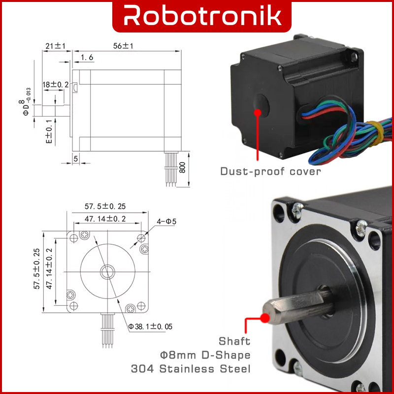 57mm Stepper Motor (Compatible Nema 23) 57BYGH56 4-Lead - CNC Laser Grind Foam Plasma Cut Engraving Machine