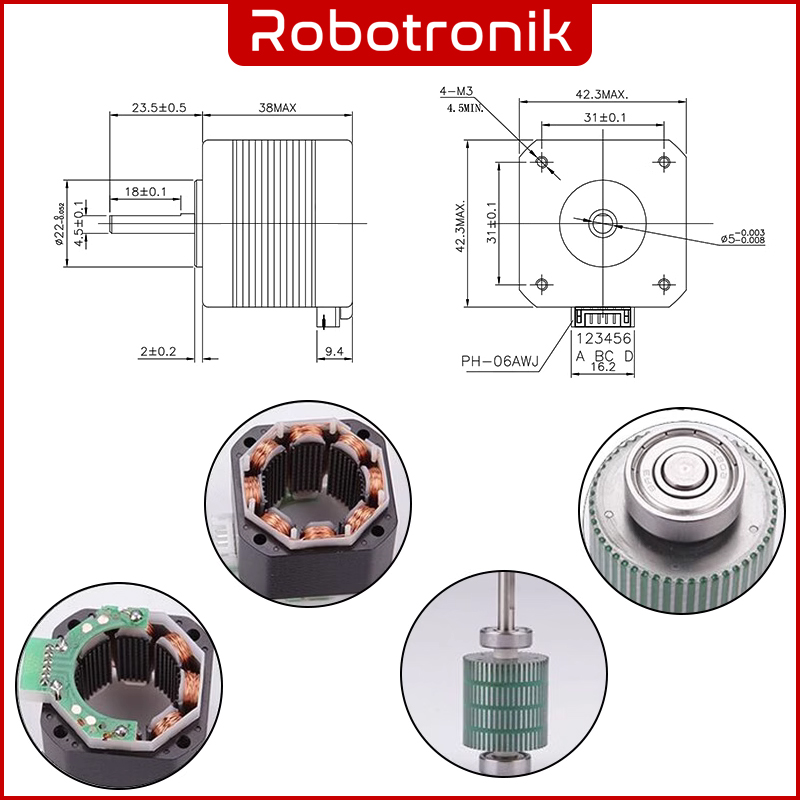42mm Stepper Motor 17HS4401 & Bracket Holder (Compatible Nema 17) Hybrid Series 2-Phase 4-Wire