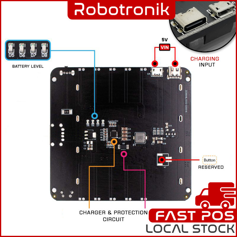 Portable Mobile Power - 18650 Battery Shield V3 V8 V9 (USB & Type C) Power Bank Raspberry Pi & Arduino Powerbank Power Bank Portable Mobile Power - 18650 Battery Shield V3 V8 V9 (USB & Type C) Power Bank Raspberry Pi & Arduino Powerbank Power Bank