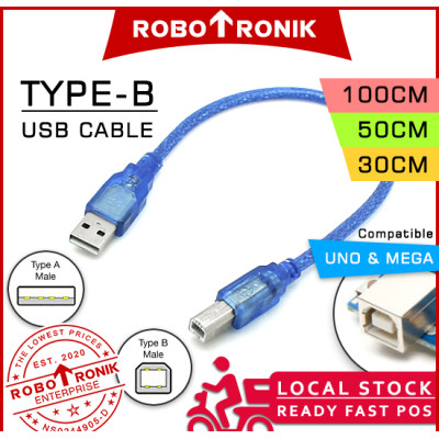 Type-B USB Cable (Data & Power) @ Male (Type-B) to Male (Type-A) compatible Arduino UNO MEGA Printer