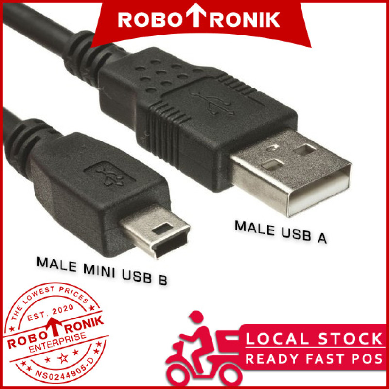 Mini USB Cable (Data & Power) @ USB Type-B (Male) to USB Type-A (Male), for Arduino NANO Mini USB Cable (Data & Power) @ USB Type-B (Male) to USB Type-A (Male), for Arduino NANO