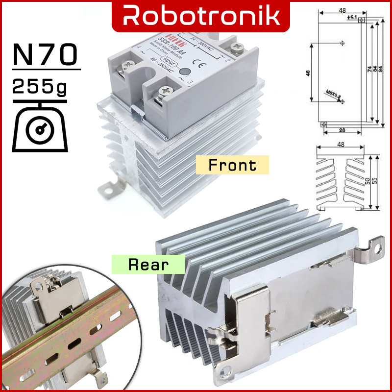 Heatsink for Solid State Relay (SSR) up-to 60A Aluminum Three-Phase Heatsink for Solid State Relay (SSR) up-to 60A Aluminum Three-Phase