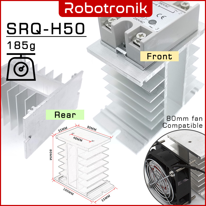 Heatsink for Solid State Relay (SSR) up-to 60A Aluminum Three-Phase Heatsink for Solid State Relay (SSR) up-to 60A Aluminum Three-Phase
