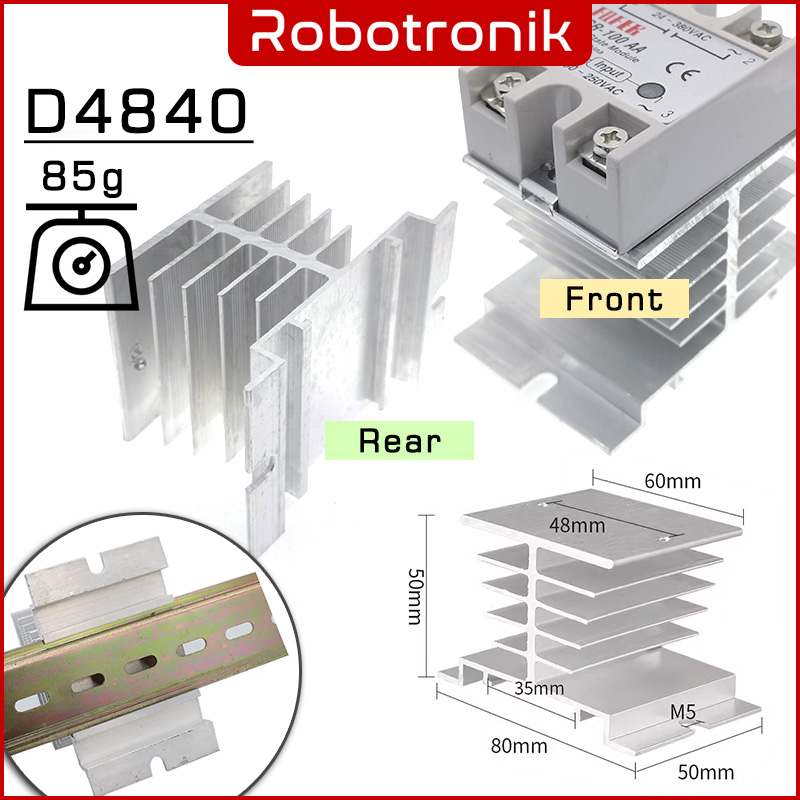 Heatsink for Solid State Relay (SSR) up-to 60A Aluminum Three-Phase Heatsink for Solid State Relay (SSR) up-to 60A Aluminum Three-Phase