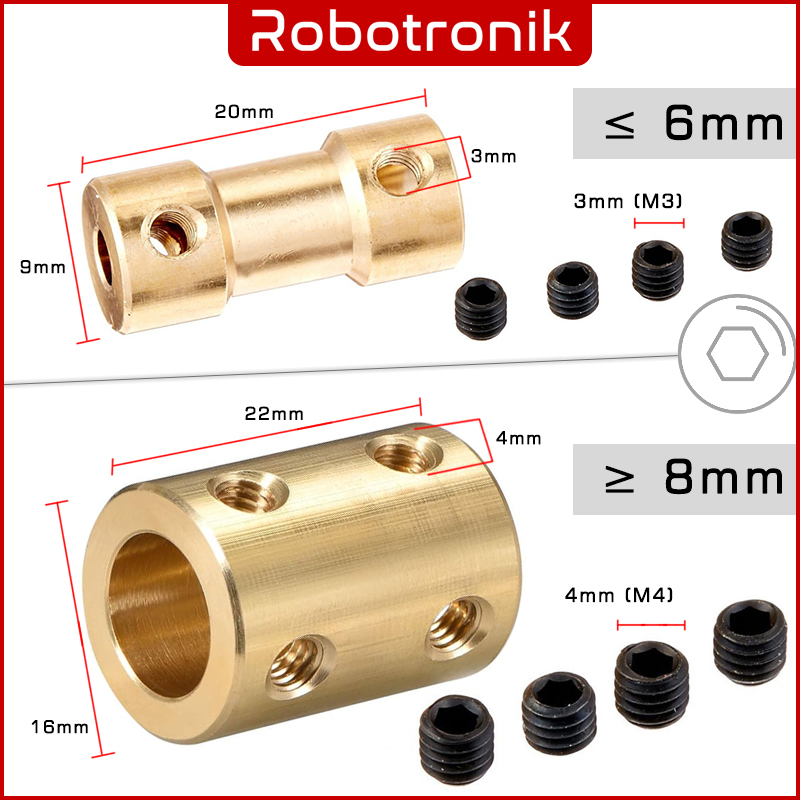 Brass Coupling for DC Motor Shaft Connector Brass Coupling for DC Motor Shaft Connector