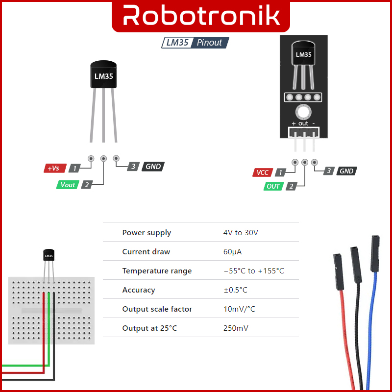 LM35 Temperature Sensor LM35DZ Precision Celsius w Analog Output, Compatible Arduino Raspberry LM 35 LM35 Temperature Sensor LM35DZ Precision Celsius w Analog Output, Compatible Arduino Raspberry LM 35