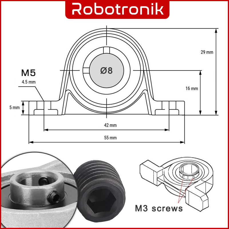 Flange Pillow Block or Pillow Block Bearing 8mm Zinc-Aluminum Alloy Flange Pillow Block or Pillow Block Bearing 8mm Zinc-Aluminum Alloy