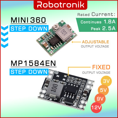 DC Step Down Mini-360 ADJ / MP1584EN Adjustable Voltage Buck Converter - 1.5V 3.3V 5V 6V 9V 12V 24V DC Step Down Mini-360 ADJ / MP1584EN Adjustable Voltage Buck Converter - 1.5V 3.3V 5V 6V 9V 12V 24V