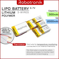 3.7V LiPo Battery 3-Wire Thermistor (Lithium Polymer) Temperature Batteri for MP3 Bluetooth Recorder MP4 GPS Camcorder