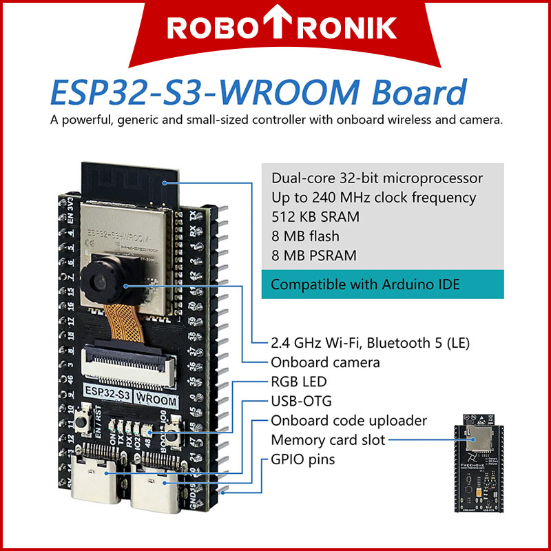 ESP32 S3 CAM (Video Streaming, Face Recognition, Webcam IoT) With OV2640 Camera AI Thinker WiFi + Bluetooth ESP32 S3 CAM (Video Streaming, Face Recognition, Webcam IoT) With OV2640 Camera AI Thinker WiFi + Bluetooth