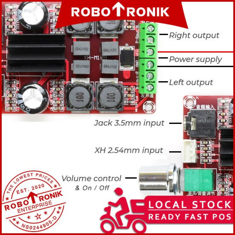 TPA3116 Audio Amplifier Module, Stereo / Dual Channel (2x50W) - XH-M189 for Home Theater, DIY Audio Music, Mobile Phone TPA3116 Audio Amplifier Module, Stereo / Dual Channel (2x50W) - XH-M189 for Home Theater, DIY Audio Music, Mobile Phone