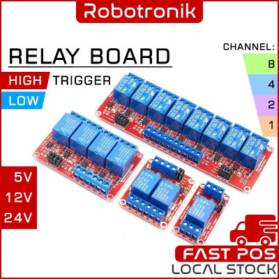 Relay Board Module 5V 12V 24V w/ Active-High & Active-Low Selectable 1 2 4 8 Channel