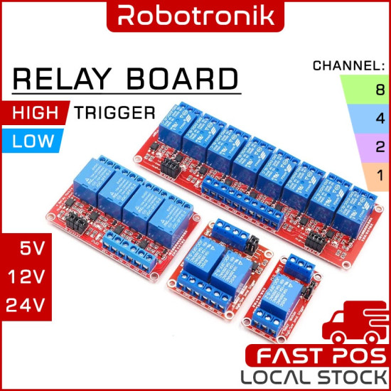 Relay Board Module 5V 12V 24V w/ Active-High & Active-Low Selectable 1 2 4 8 Channel