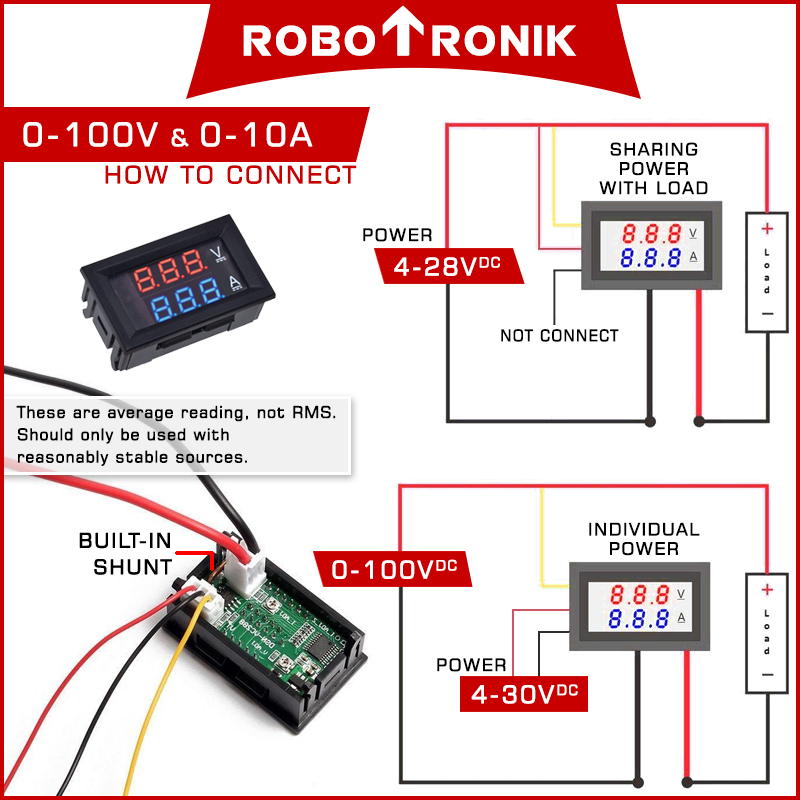 Digital Voltmeter / Ammeter Panel Meter 0-100V 10A Digital Voltmeter / Ammeter Panel Meter 0-100V 10A