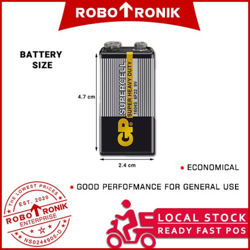 GP 9V (Super Heavy Duty) - 6F22 Battery for Batteri SmartTAG Walkie Talkie Multimeter Microphone Toy Remote Control GP 9V (Super Heavy Duty) - 6F22 Battery for Batteri SmartTAG Walkie Talkie Multimeter Microphone Toy Remote Control