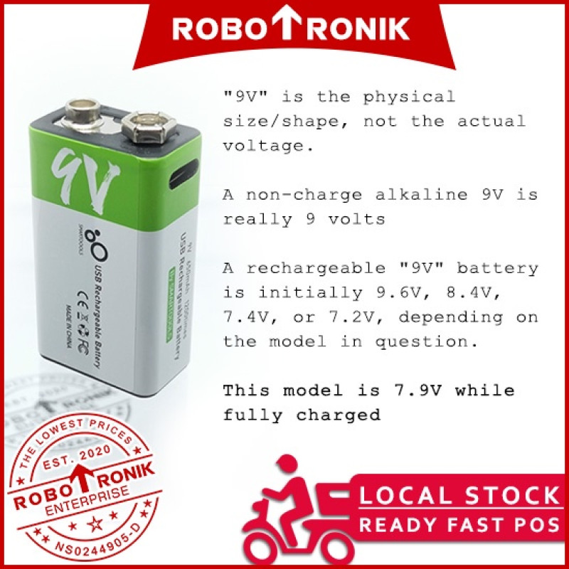 Rechargeable Battery 9V 650mA, USB Type-C Recharge SmartTAG Walkie-Talkie Multimeter Microphone Mic Toy Remote Control Rechargeable Battery 9V 650mA, USB Type-C Recharge SmartTAG Walkie-Talkie Multimeter Microphone Mic Toy Remote Control