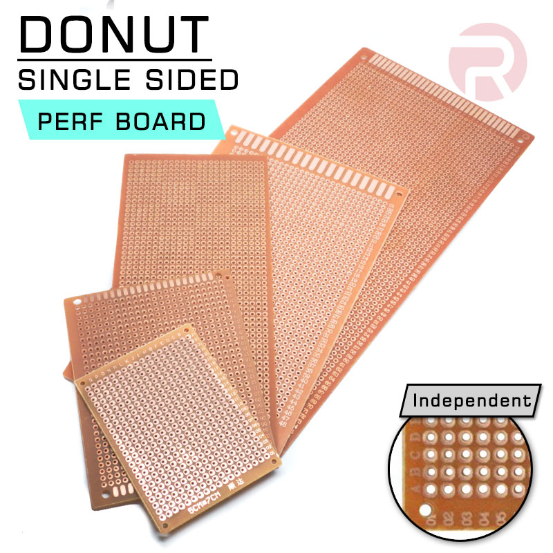 Donut (Perf) Single Sided Board - Pitch 2.54mm Donutboard Perfboard Prototype PCB Circuit Protoboard Donut (Perf) Single Sided Board - Pitch 2.54mm Donutboard Perfboard Prototype PCB Circuit Protoboard