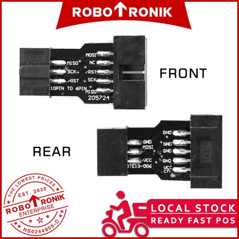 10 Pin to 6 Pin Adapter Board for AVRISP USBASP STK500 Programmer 10 Pin to 6 Pin Adapter Board for AVRISP USBASP STK500 Programmer