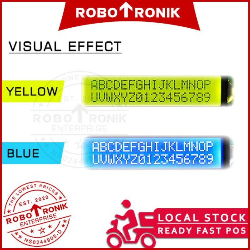Arduino LCD Display 16x2 Yellow / Blue Backlight Screen Serial Parallel Pateri I2C Pin Header Male Female