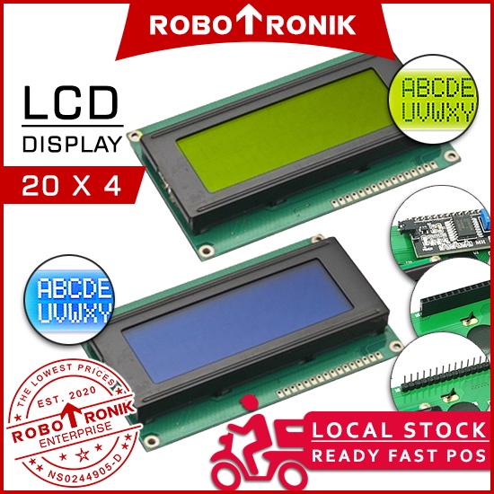 Arduino Raspberry LCD 20x4 w Backlight (Serial Parallel Interface) Display Module 2004A Pin Header Female I2C Controller