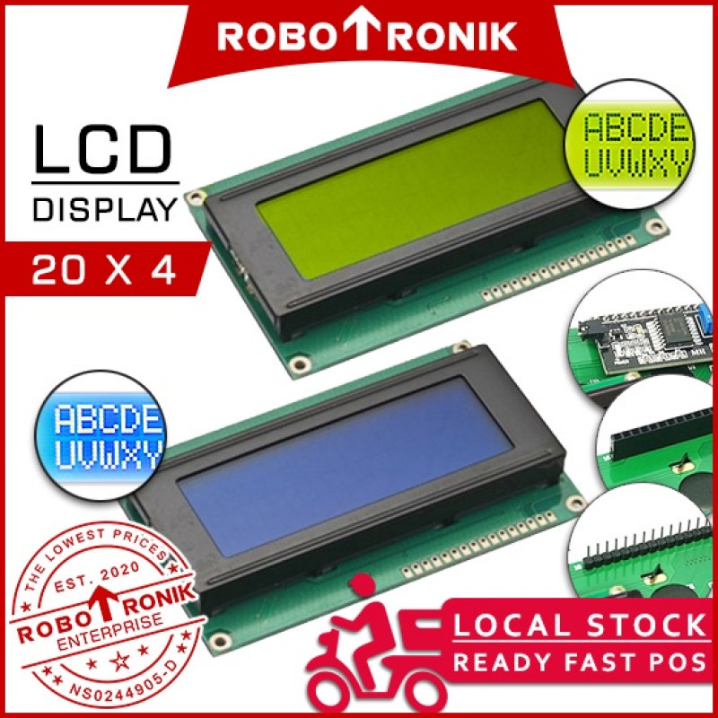 Arduino Raspberry LCD 20x4 w Backlight (Serial Parallel Interface) Display Module 2004A Pin Header Female I2C Controller