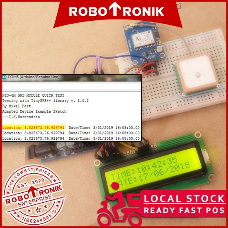 GPS Module NEO 6M Receiver w/ Ceramic Antenna, Track Location Time - Arduino Raspberry Pi Compatible GPS Module NEO 6M Receiver w/ Ceramic Antenna, Track Location Time - Arduino Raspberry Pi Compatible