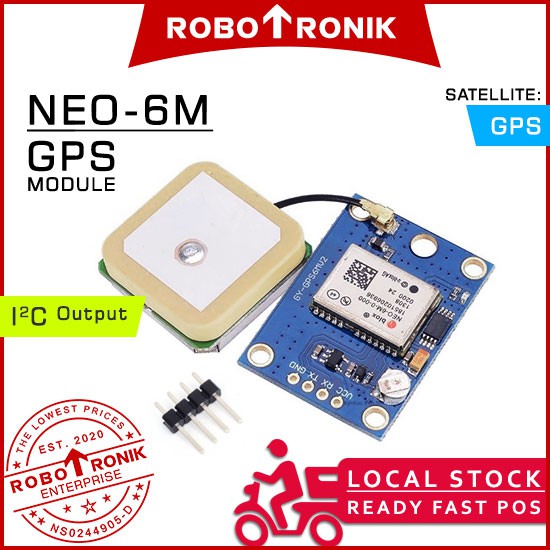 GPS Module NEO 6M Receiver w/ Ceramic Antenna, Track Location Time - Arduino Raspberry Pi Compatible