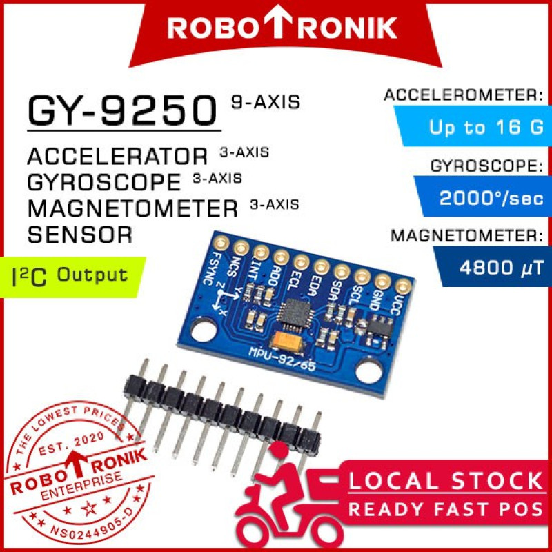 GY-9250 (MPU-9250) MPU-6500 6-Axis / 9-Axis Accelerometer Sensor Module for Arduino / Raspberry Pi GY-9250 (MPU-9250) MPU-6500 6-Axis / 9-Axis Accelerometer Sensor Module for Arduino / Raspberry Pi