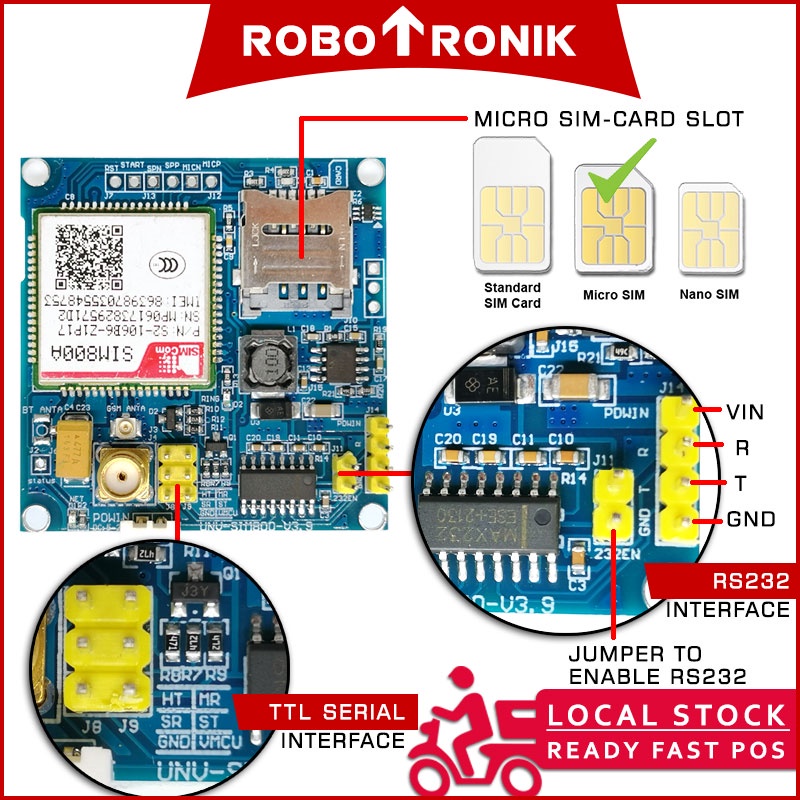 SIM800A GSM (5~12V) Module w Antenna SIM 800 800A GPRS SMS Call Arduino SIM800A GSM (5~12V) Module w Antenna SIM 800 800A GPRS SMS Call Arduino
