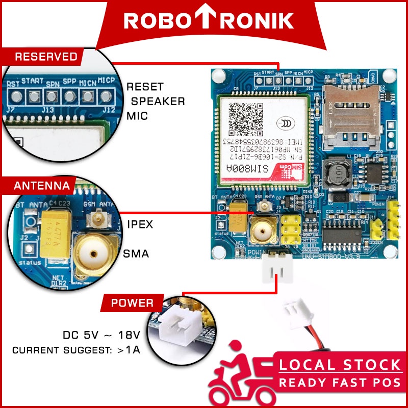 SIM800A GSM (5~12V) Module w Antenna SIM 800 800A GPRS SMS Call Arduino SIM800A GSM (5~12V) Module w Antenna SIM 800 800A GPRS SMS Call Arduino