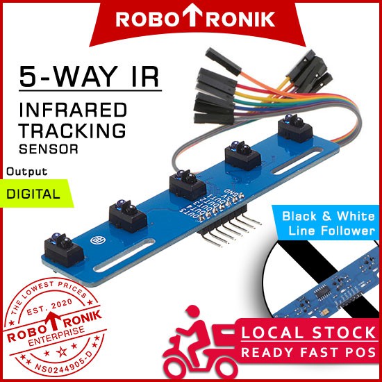 5-way IR Infrared Tracking Sensor, Tracking module | Black & White Line Recognition Sensor TCRT5000L