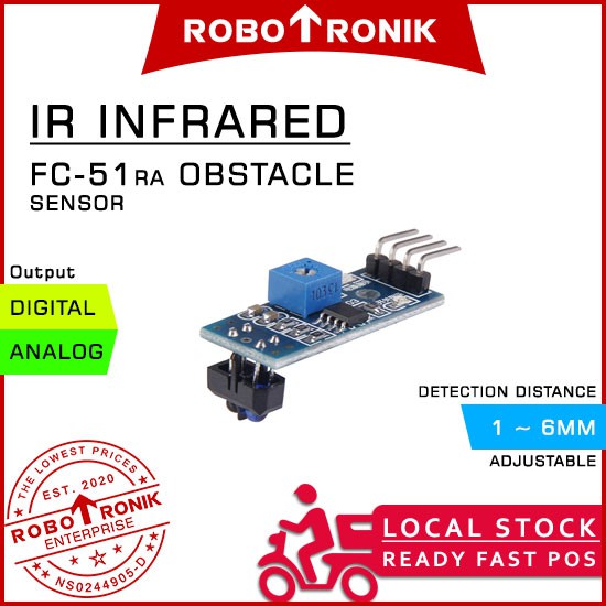 FC-51 R/A IR Infrared 1 - 6mm Line Following Reflective Sensor Module - FC-51 Right Angle FC51 TCRT5000