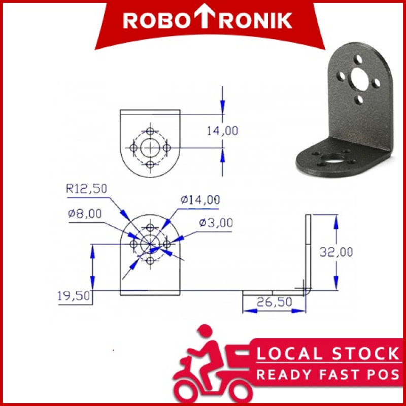 [Standard Size] Servo Motor Bracket Mounting or Long U-Shape for Mount 180° MG995, MG996 Futaba Hiltec