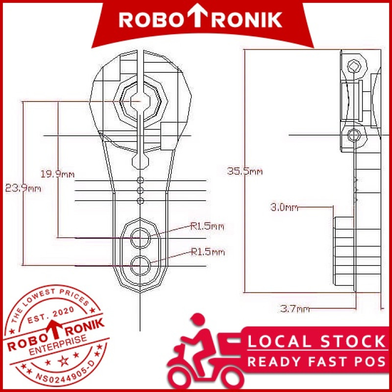Servo Motor Horn Arm 25T Lightweight Aluminum, compatible MG995, MG996 Servo Motor Horn Arm 25T Lightweight Aluminum, compatible MG995, MG996