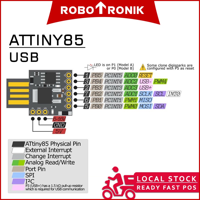 ATTINY (ATTINY85 ATTINY88) 85 88 General Purpose USB Development Board Micro, Compatible Digispark Kickstarter ATTINY (ATTINY85 ATTINY88) 85 88 General Purpose USB Development Board Micro, Compatible Digispark Kickstarter