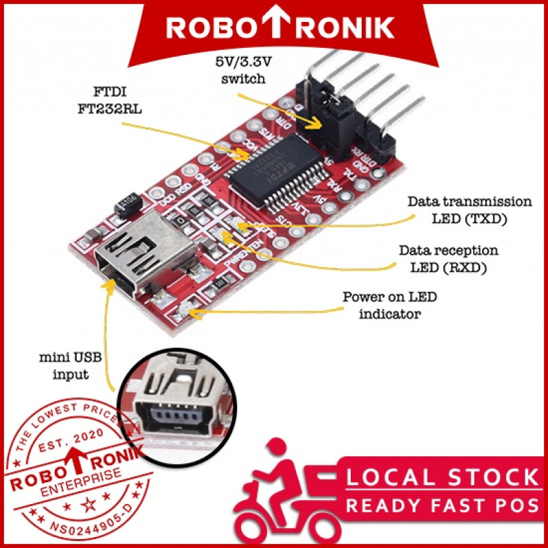 FTDI - USB to TTL Serial, (TX/RX) UART Converter Module FT232RL (Programmer Arduino Pro, Pro Mini, LilyPad, STM) FTDI - USB to TTL Serial, (TX/RX) UART Converter Module FT232RL (Programmer Arduino Pro, Pro Mini, LilyPad, STM)