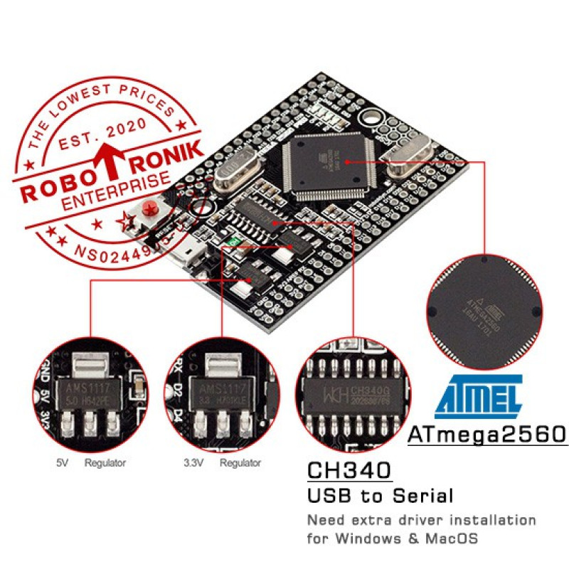 Mega 2560 Pro (Embed) - ATmega2560-16AU MEGAPRO