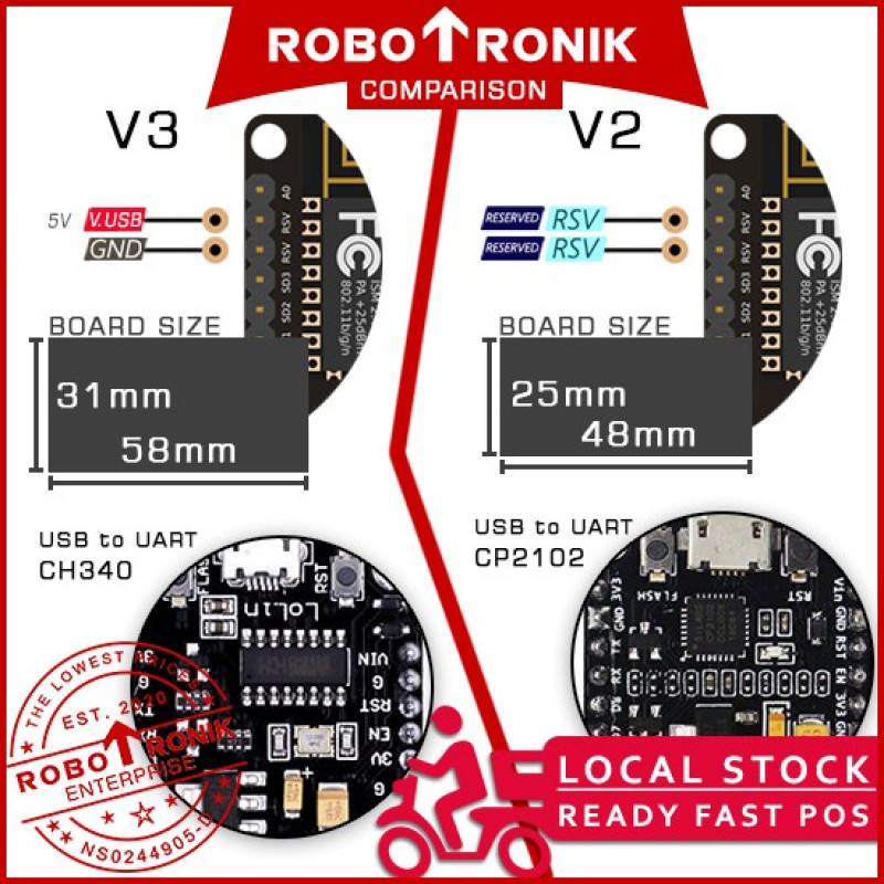 NodeMCU V3 - ESP8266 WiFi, CH340, 4MB Storage - Development Board ESP 8266 Node MCU NodeMCU V3 - ESP8266 WiFi, CH340, 4MB Storage - Development Board ESP 8266 Node MCU