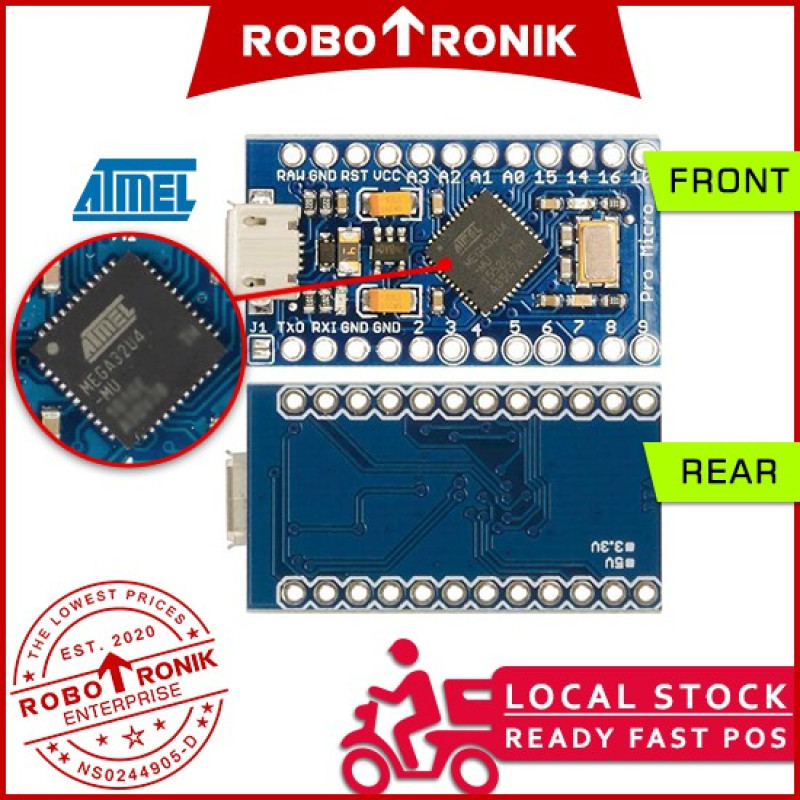 Pro Micro ATmega32U4 (Micro / TYpe-C USB) Controller Board - Arduino Compatible Leonardo Pro Micro ATmega32U4 (Micro / TYpe-C USB) Controller Board - Arduino Compatible Leonardo