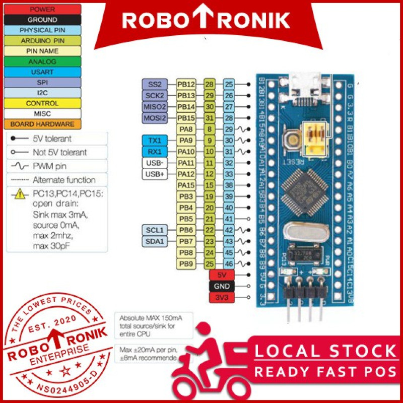 STM 32 (Blue Pill) ARM Cortex M3 72Mhz, 64kB Flash, 20Kb RAM - STM32F103C8 STM32F STM32 F1 STM 32 (Blue Pill) ARM Cortex M3 72Mhz, 64kB Flash, 20Kb RAM - STM32F103C8 STM32F STM32 F1