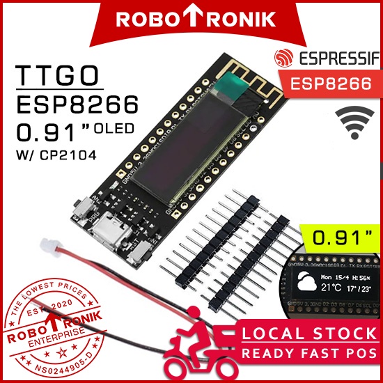 TTGO ESP8266 + 0.91" OLED Screen Display, Compatible Arduino Nodemcu