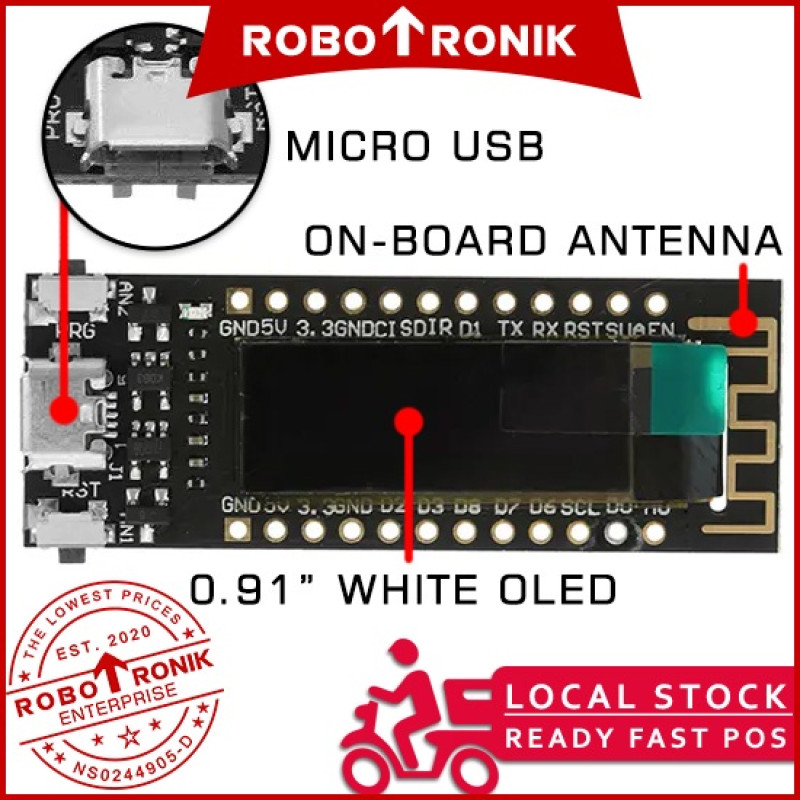 TTGO ESP8266 + 0.91" OLED Screen Display, Compatible Arduino Nodemcu TTGO ESP8266 + 0.91" OLED Screen Display, Compatible Arduino Nodemcu
