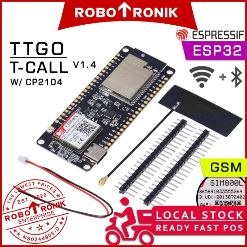 LILYGO® TTGO T-Call V1.4 (ESP32 with SIM800L) ESPRESSIF & CP2104 WiFi Bluetooth SIM 800L Nano Sim-Card GSM GPRS LILYGO® TTGO T-Call V1.4 (ESP32 with SIM800L) ESPRESSIF & CP2104 WiFi Bluetooth SIM 800L Nano Sim-Card GSM GPRS