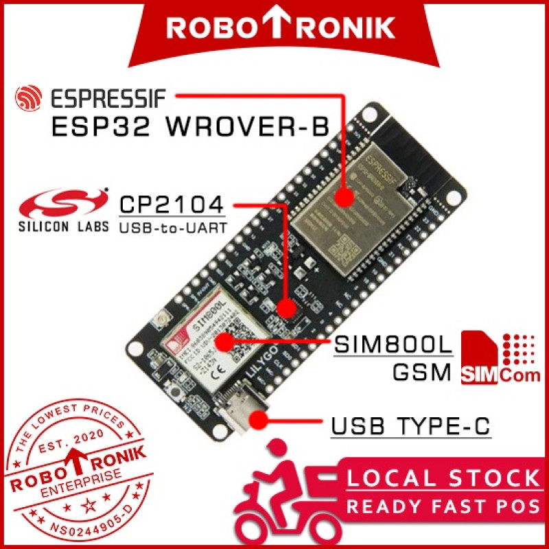 LILYGO® TTGO T-Call V1.4 (ESP32 with SIM800L) ESPRESSIF & CP2104 WiFi Bluetooth SIM 800L Nano Sim-Card GSM GPRS LILYGO® TTGO T-Call V1.4 (ESP32 with SIM800L) ESPRESSIF & CP2104 WiFi Bluetooth SIM 800L Nano Sim-Card GSM GPRS