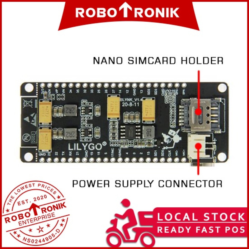 LILYGO® TTGO T-Call V1.4 (ESP32 with SIM800L) ESPRESSIF & CP2104 WiFi Bluetooth SIM 800L Nano Sim-Card GSM GPRS LILYGO® TTGO T-Call V1.4 (ESP32 with SIM800L) ESPRESSIF & CP2104 WiFi Bluetooth SIM 800L Nano Sim-Card GSM GPRS