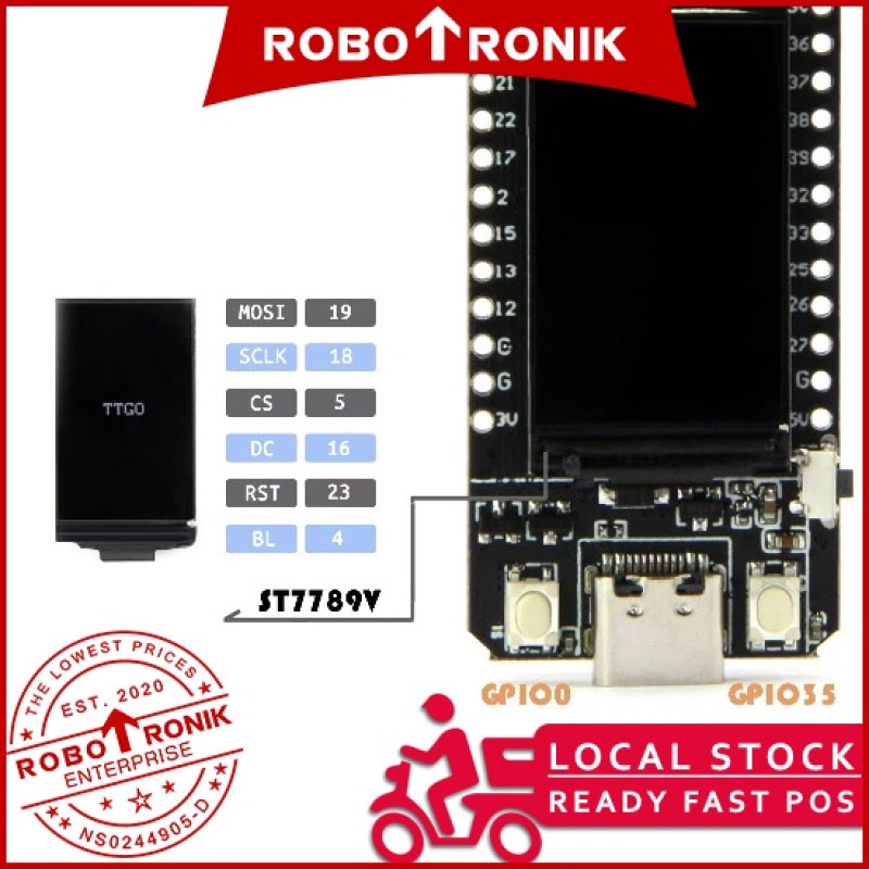 TTGO T-Display ESP32 & 1.14" IPS Display Module USB Type-C TTGO T-Display ESP32 & 1.14" IPS Display Module USB Type-C