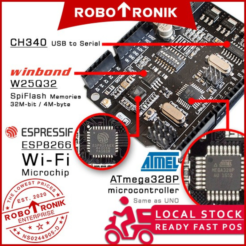 UNO + WiFi (ATmega328P + ESP8266) UNO + WiFi (ATmega328P + ESP8266)
